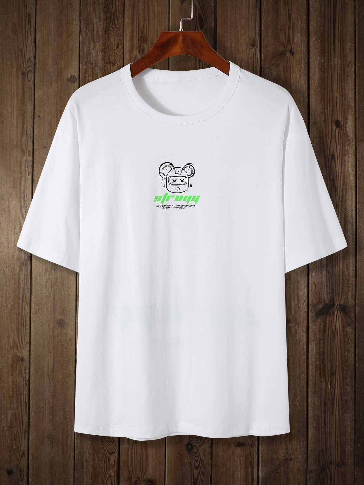 Men Luminous Doll Bear Printing T-Shirt