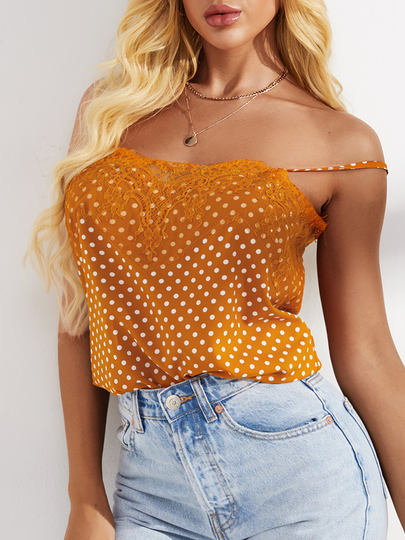 YOINS Yellow Polka Dot Scoop Neck Sleeveless Cami