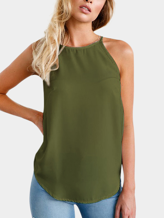 YOINS BASICS Army Green Classic Crew Neck Camis