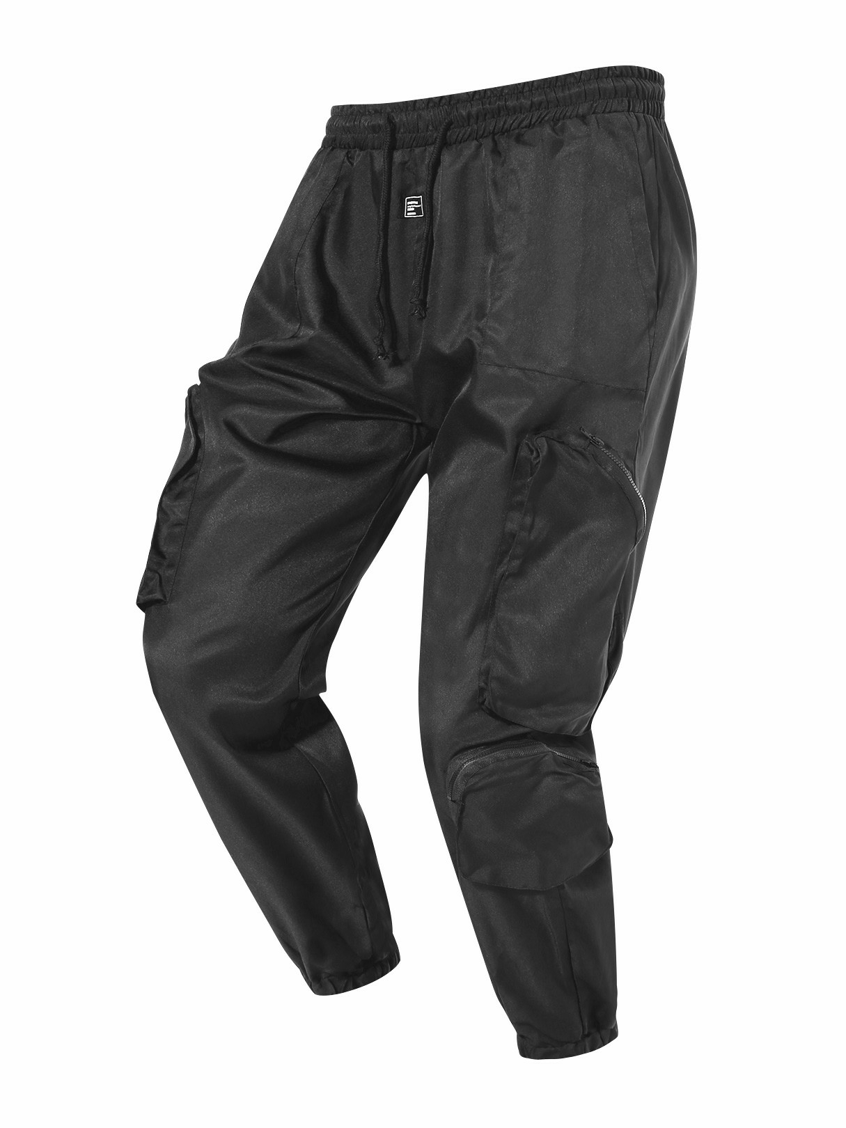 Men Plain Drawstring Casual Cargo Pants