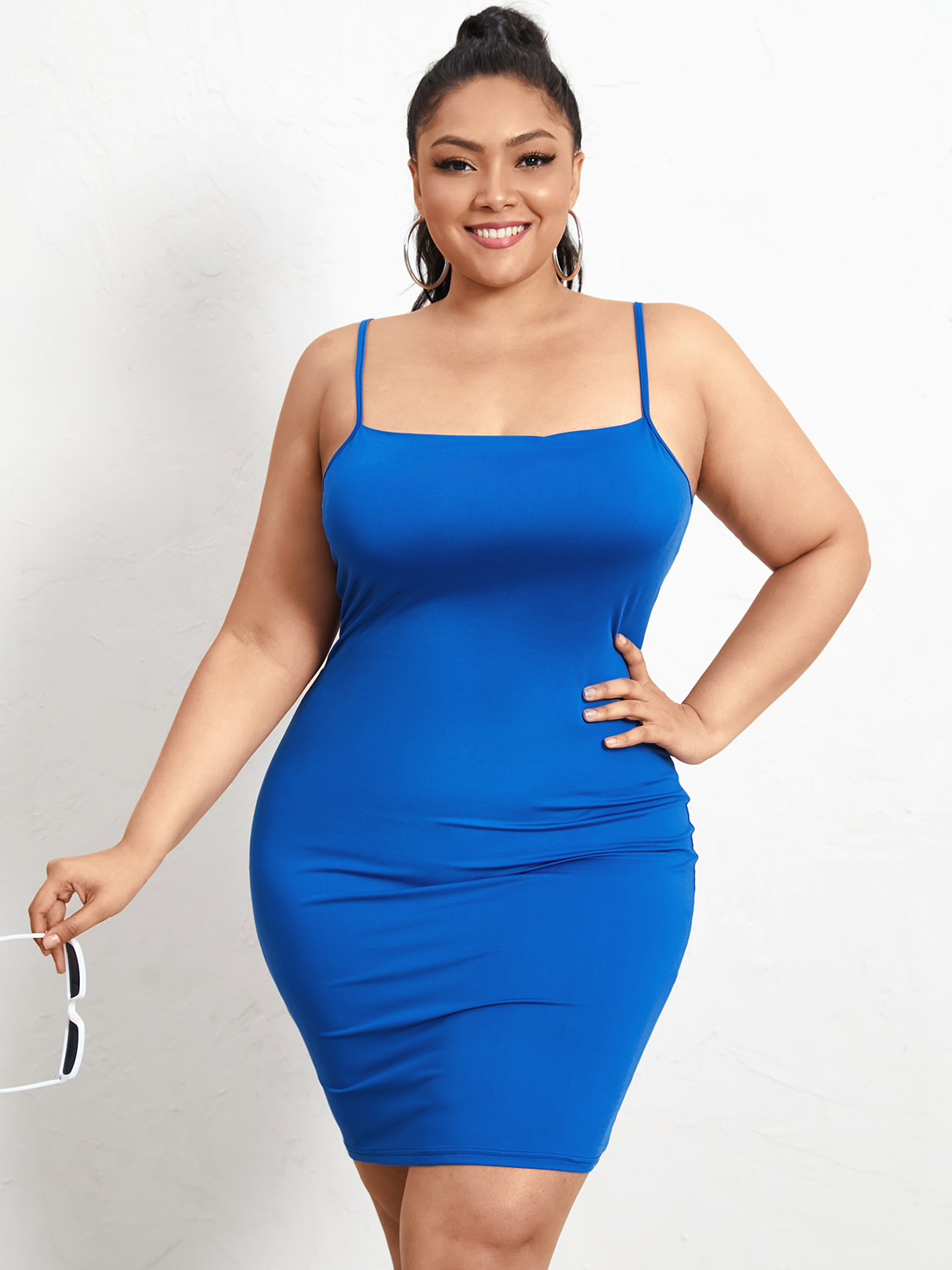 YOINS Plus Size Backless Design Spaghetti Strap Knit Sleeveless Mini Dress