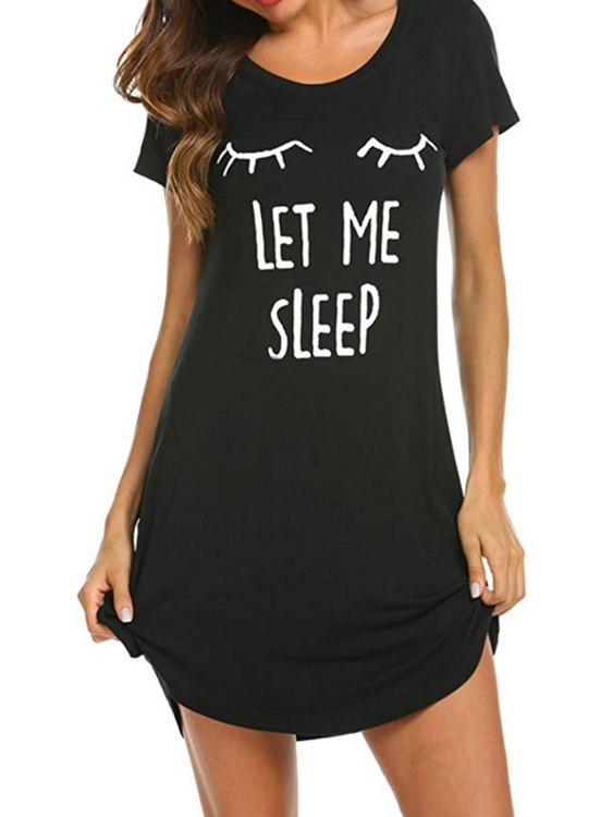 Graphic Round Neck Short Sleeves Dress