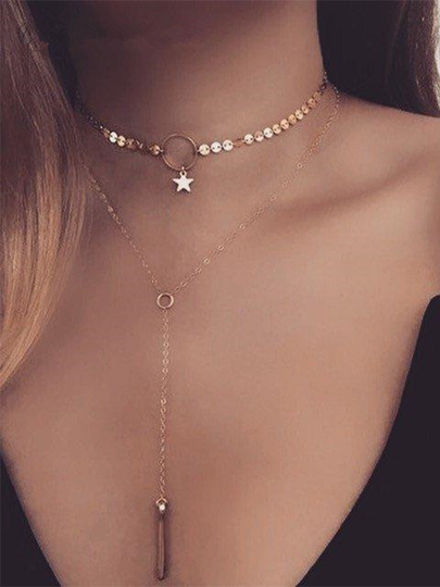 Metal Sequins Multi-layer Necklace