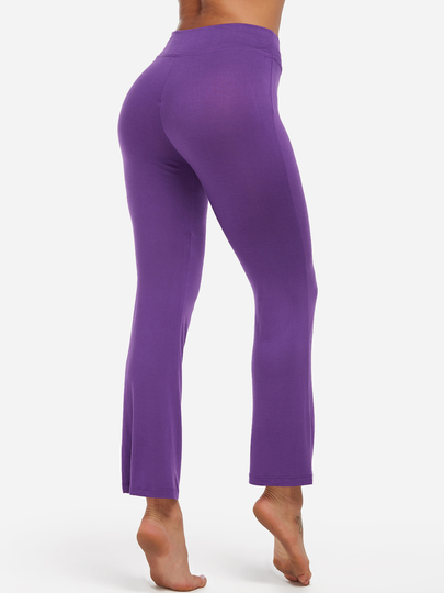 Purple Drawstring Waist Bat foot Active Bottoms