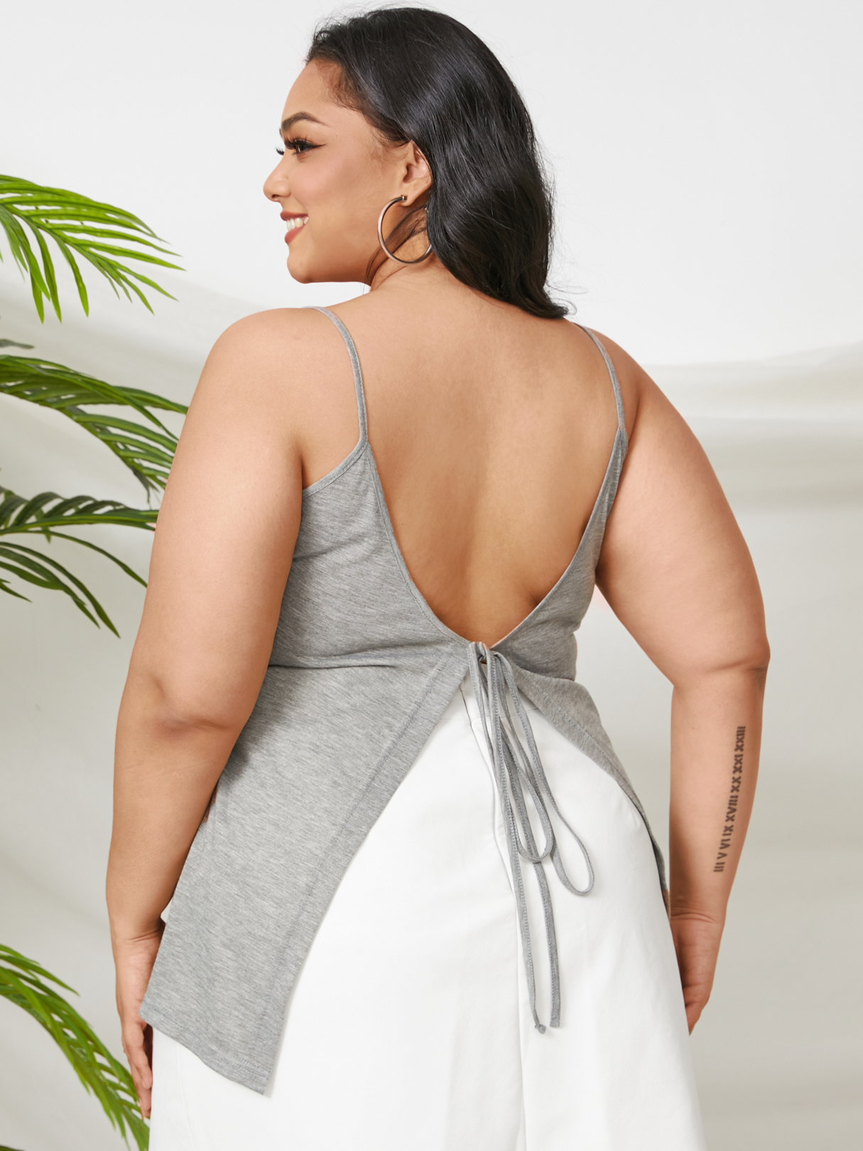 YOINS BASICS Plus Size Backless Design Tie-up Design Sleeveless Cami