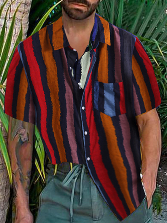 INCERUN Men Multicolor Striped Casual Shirt