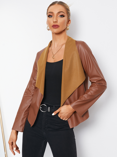 YOINS Faux Fur Shawl Collar Long Sleeves Jacket