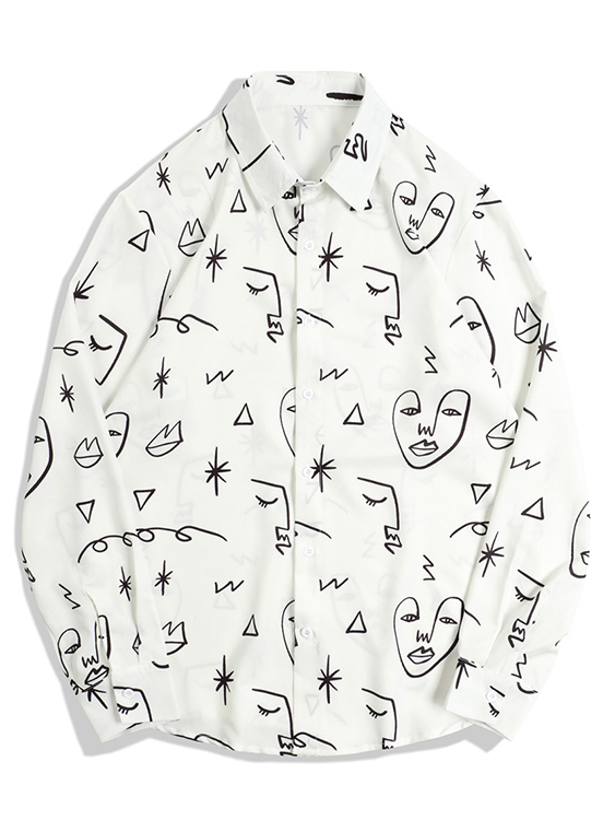 Men Figure Graffiti All Over Print Shirt