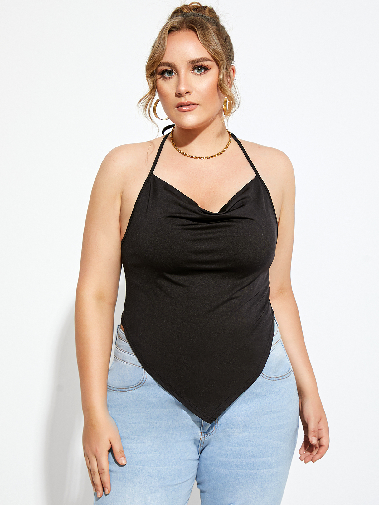 YOINS Plus Size Drape Sagging Backless Design Self-tie Design Sleeveless Cami