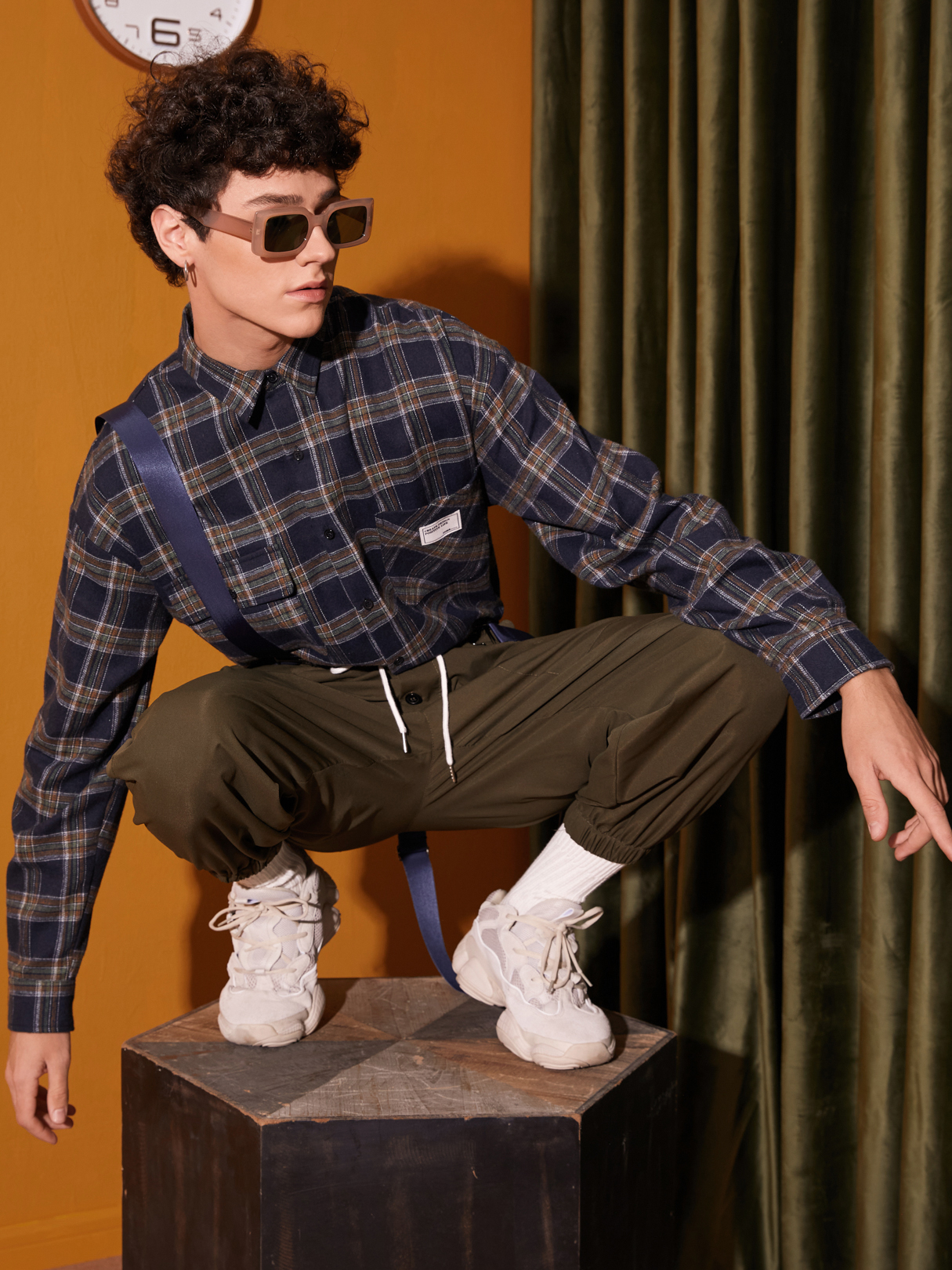 Men Casual Plaid Pocket Long Sleeves Shirt