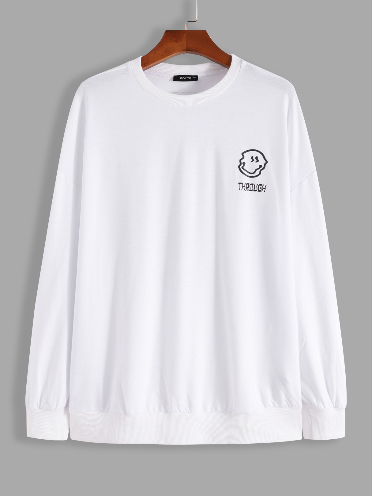 BASICS KOYYE Men Casual Smile Cartoon Print Long Sleeve Sweatshirt