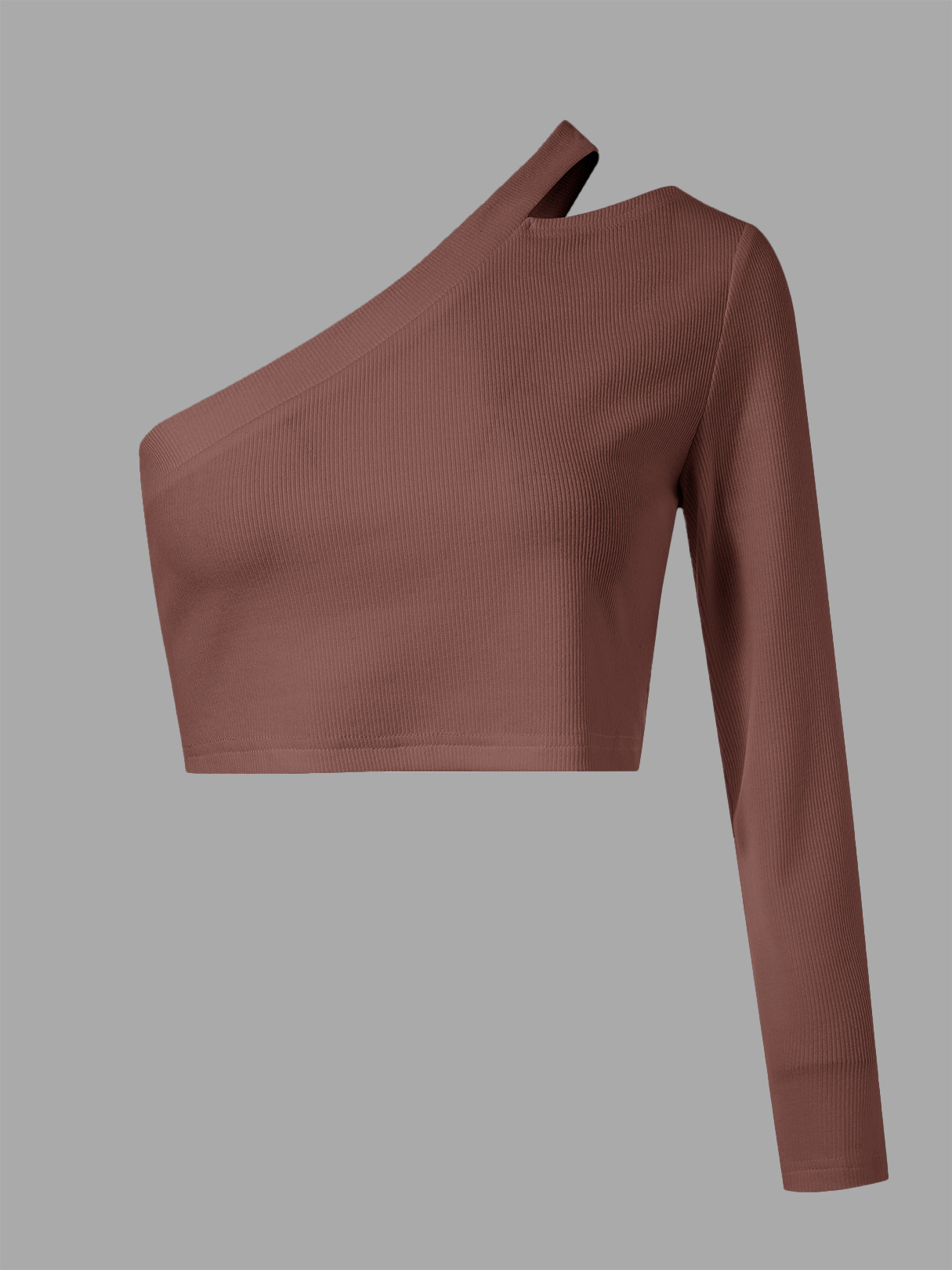 Cut Out One Shoulder Long Sleeves Crop Top