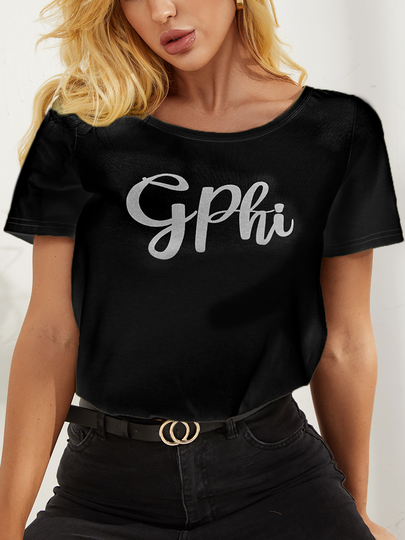 YOINS BASICS Letter Crew Neck Short Sleeves Tee