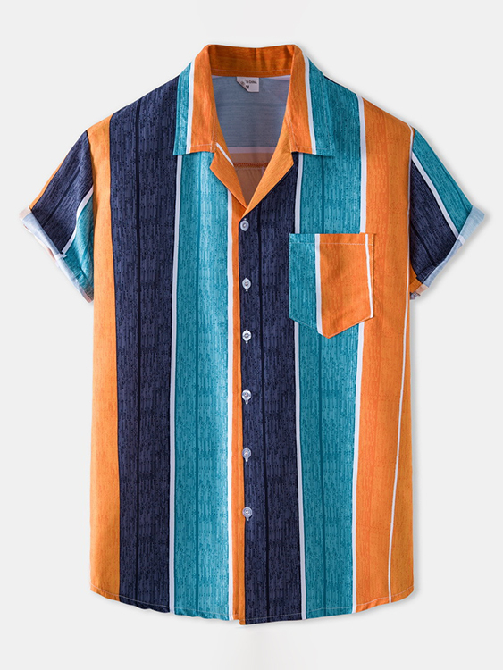 Men Multicolor Striped Casual Pocket Shirt