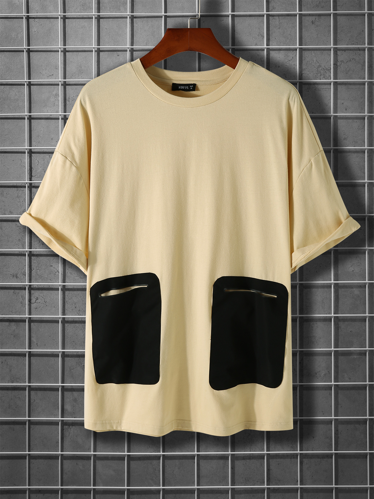 KOYYE Men Casual Color Block Patchwork T-Shirt