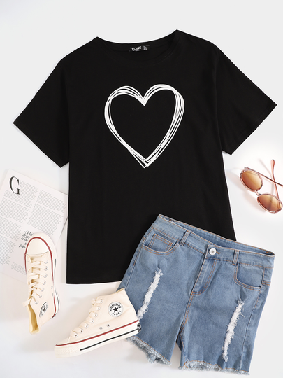 Plus Size Graphic Short Sleeves Tee