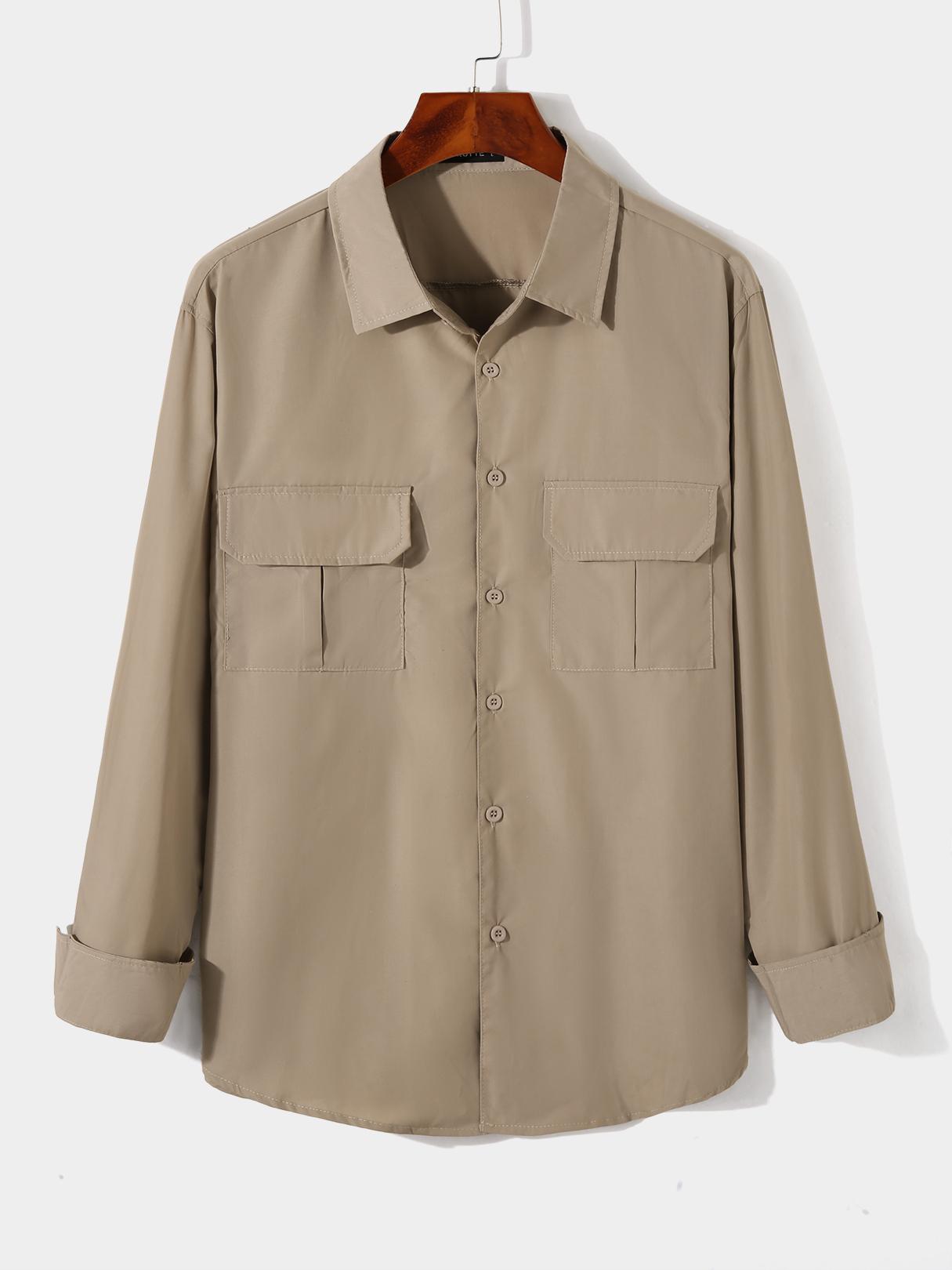 KOYYE Men Casual Plain Pocket Button Shirt