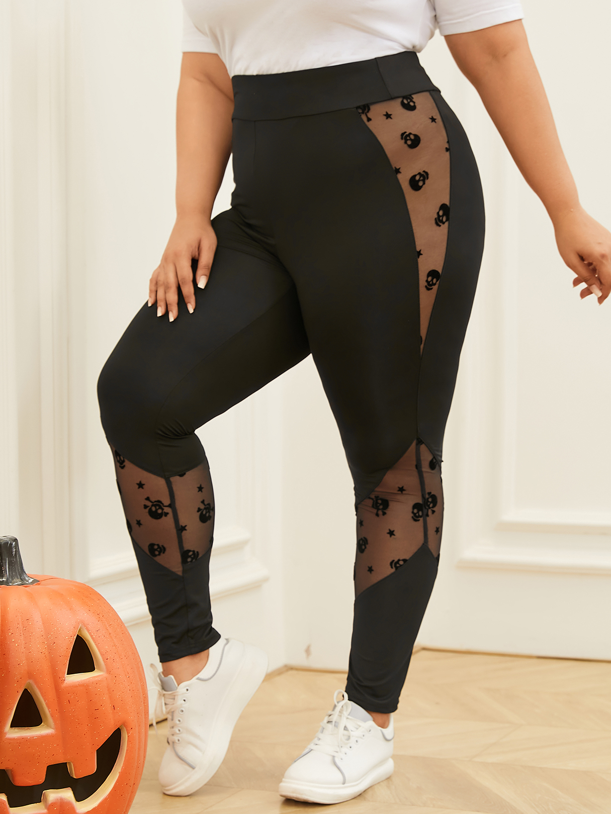 YOINS Plus Size Lace Patchwork Design Leggings