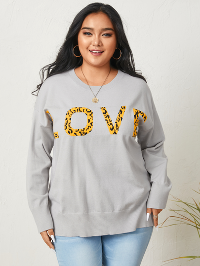 YOINS Plus Size Letter Long Sleeves Sweater