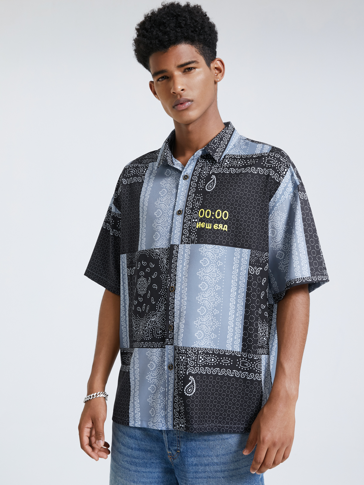 Men Paisley And Letter Print Casual Shirt