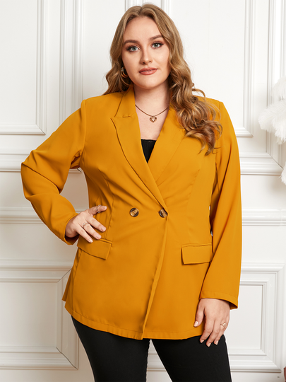 YOINS Plus Size Lapel Collar Front Button Pocket Long Sleeves Blazer