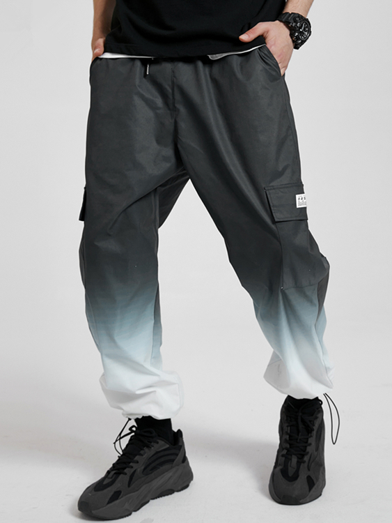 KOYYE Men Street Stylish Ombre Color Drawstring Casual Pants