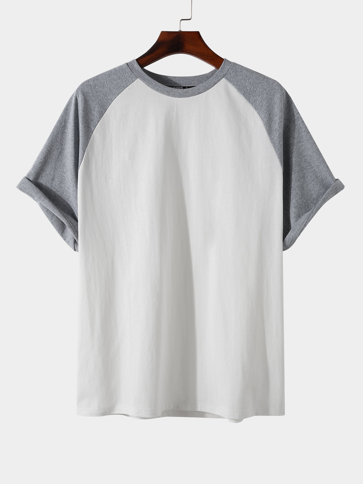 BASICS Men 100% Cotton Color Block Splicing T-shirt