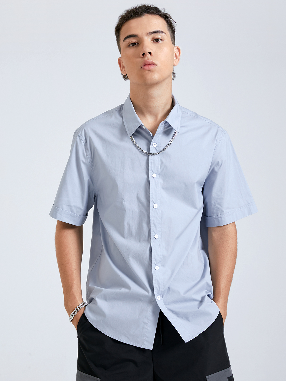 BASICS Men 100% Cotton Comfortable Plain Casual Shirt