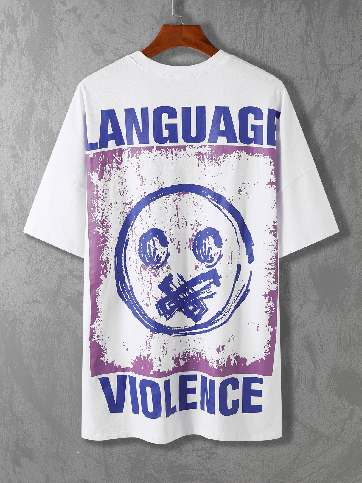 KOYYE Men Casual Graphic Letter Cotton T-Shirt