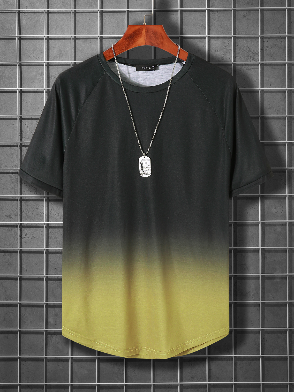 KOYYE Men Summer Casual Gradient Patchwork T-Shirt