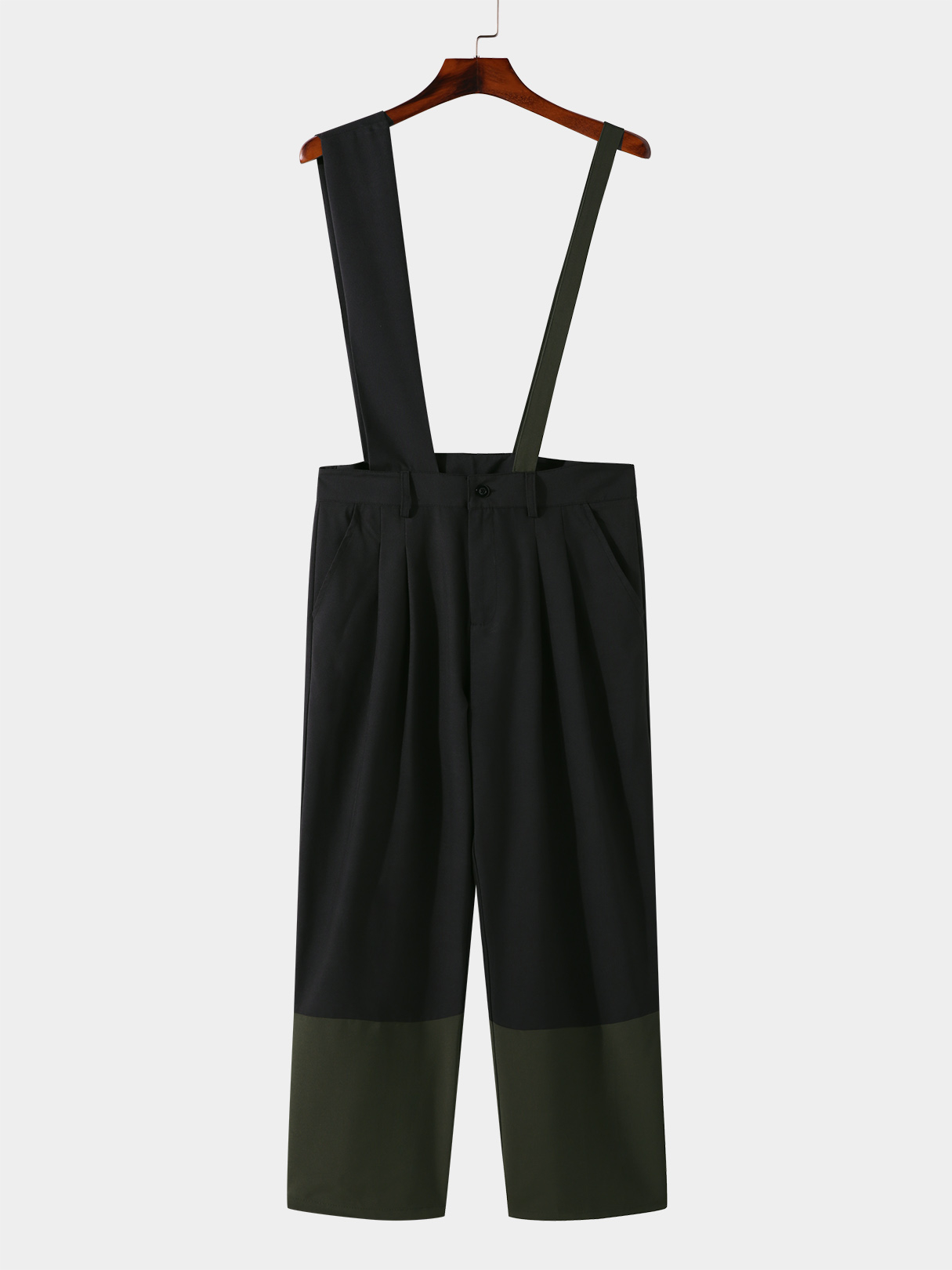 Men Fashion Color Block Sleeveless Bib Suspender Overalls Jumpsuit