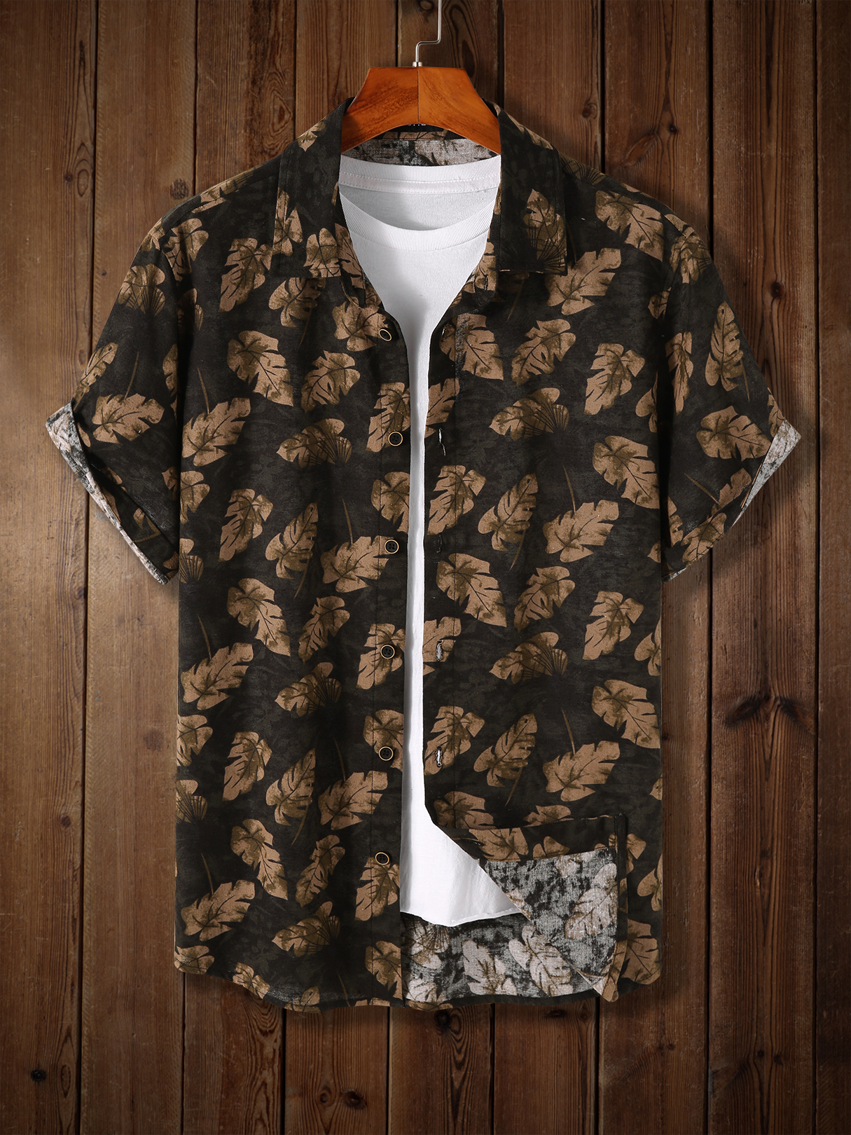 KOYYE Men Bohemian Beach Holiday All Over Print Tropical Shirt