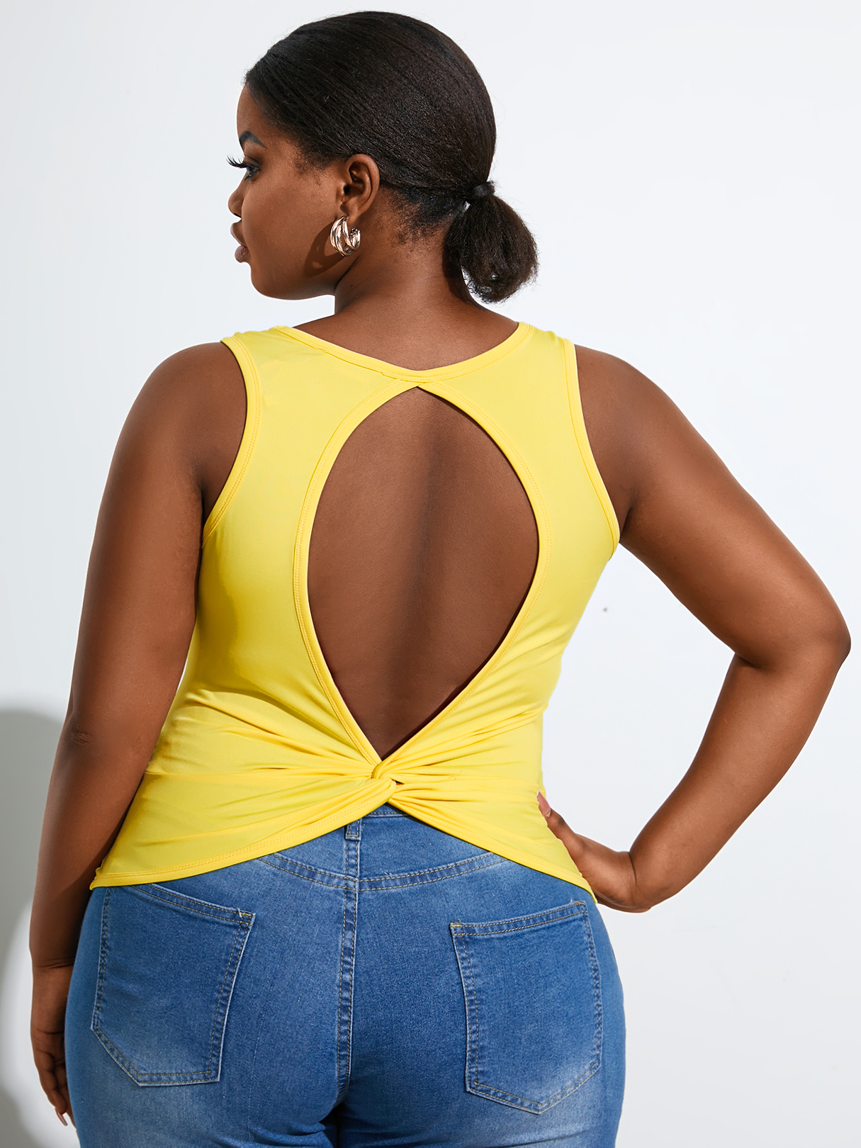 YOINS Plus Size Twist Backless Design Sleeveless Tank Top