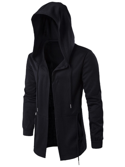 Men Casual Hooded Coat Plain Sport Cardigan