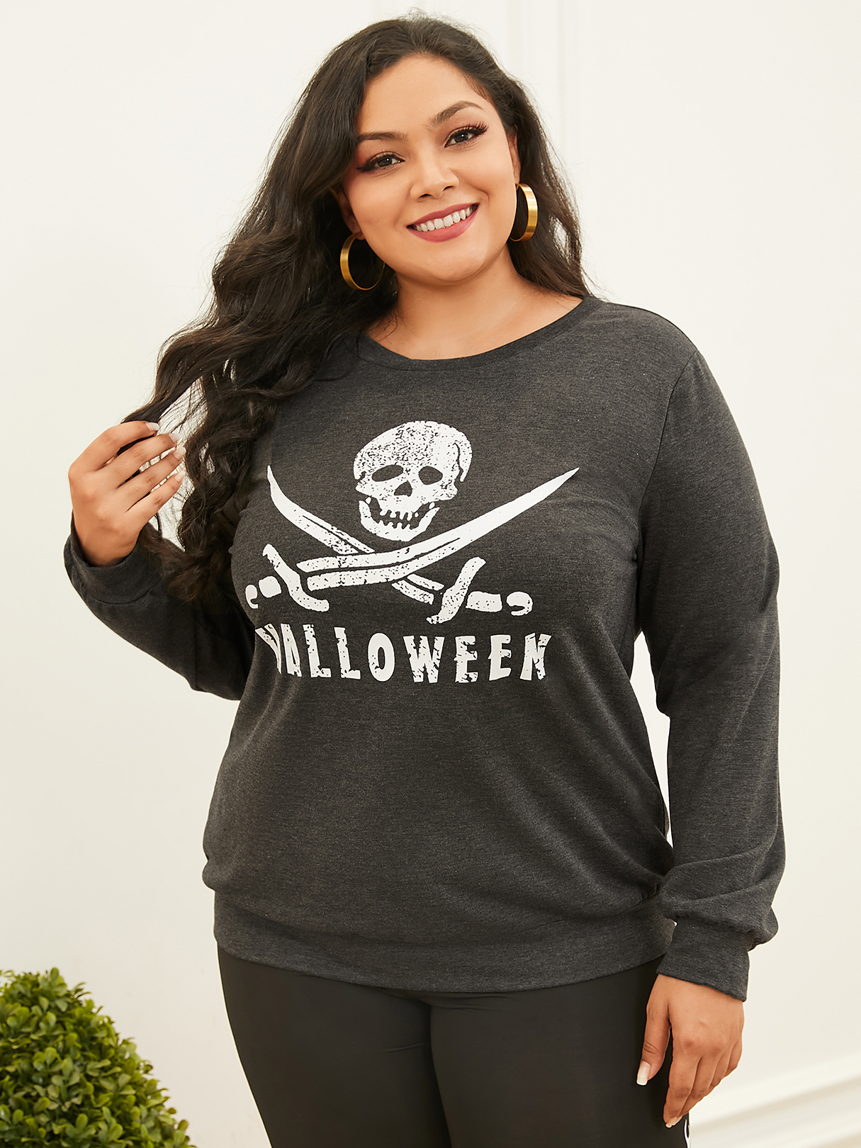 YOINS Plus Size Letter Graphic Long Sleeves Sweatshirt