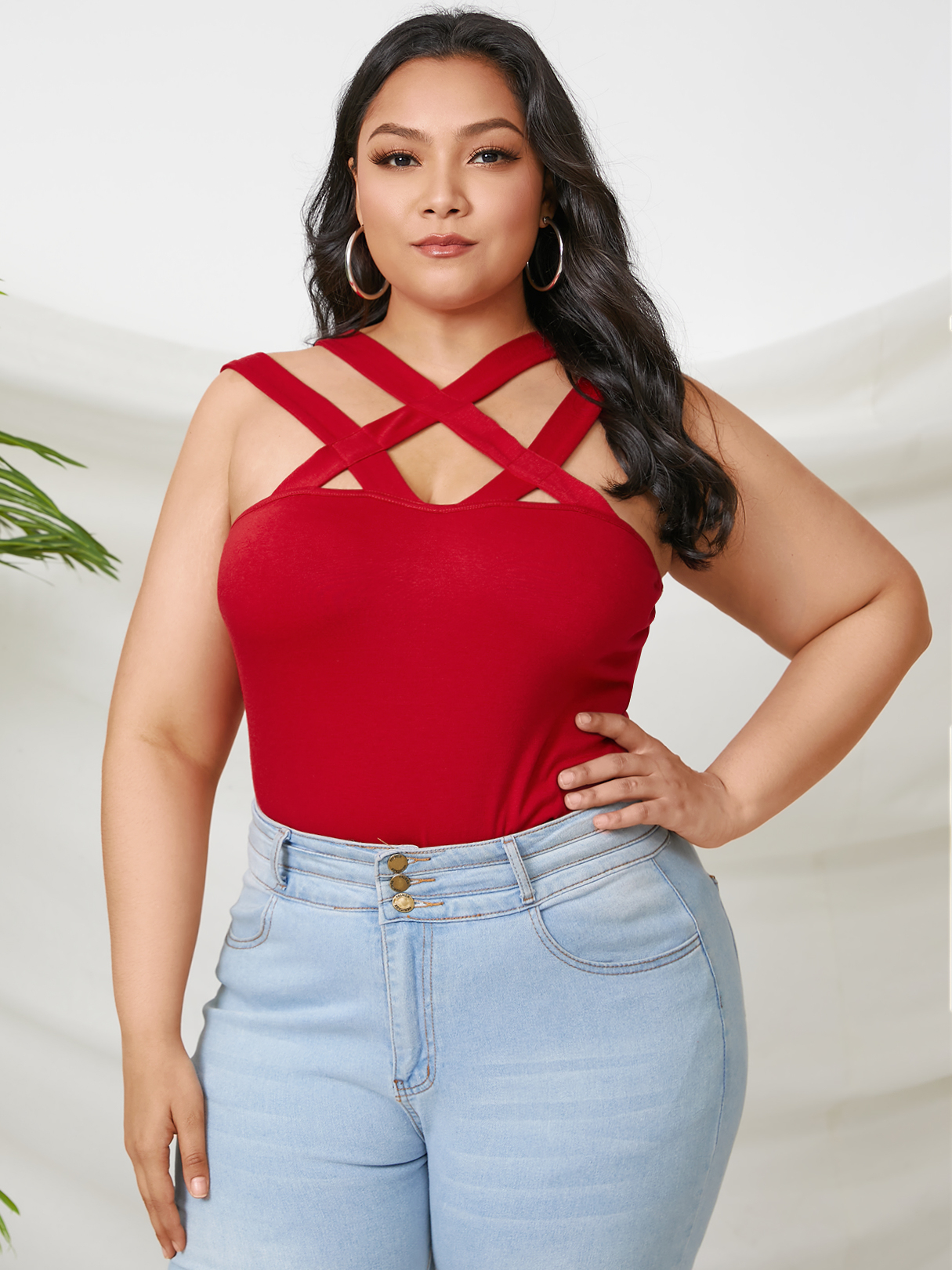YOINS Plus Size Spaghetti Criss-Cross Sleeveless Cami