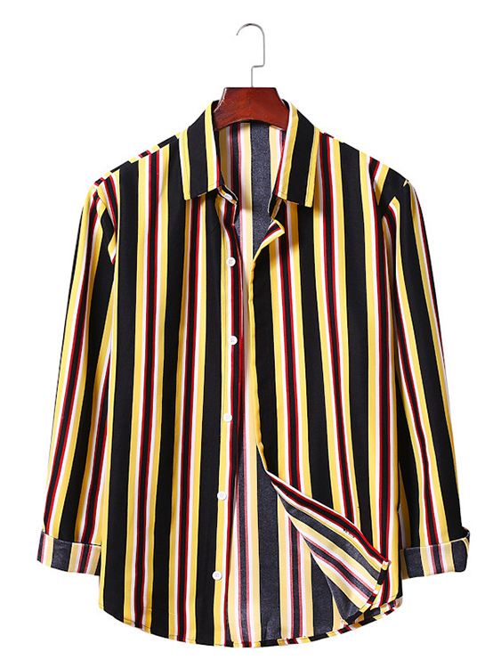 Men Casual Striped Print Button Design Shirt