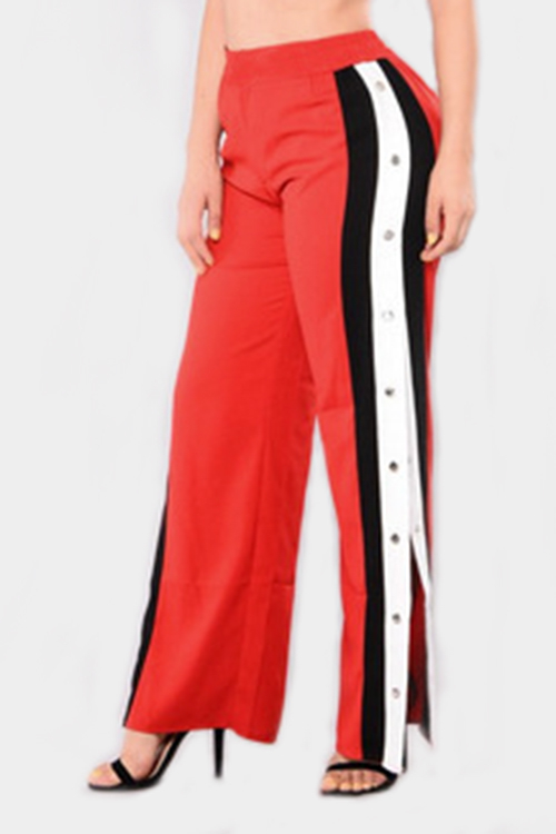 Active Wide Leg Deep Side Slit Design High Waist Sport Pants in Orange