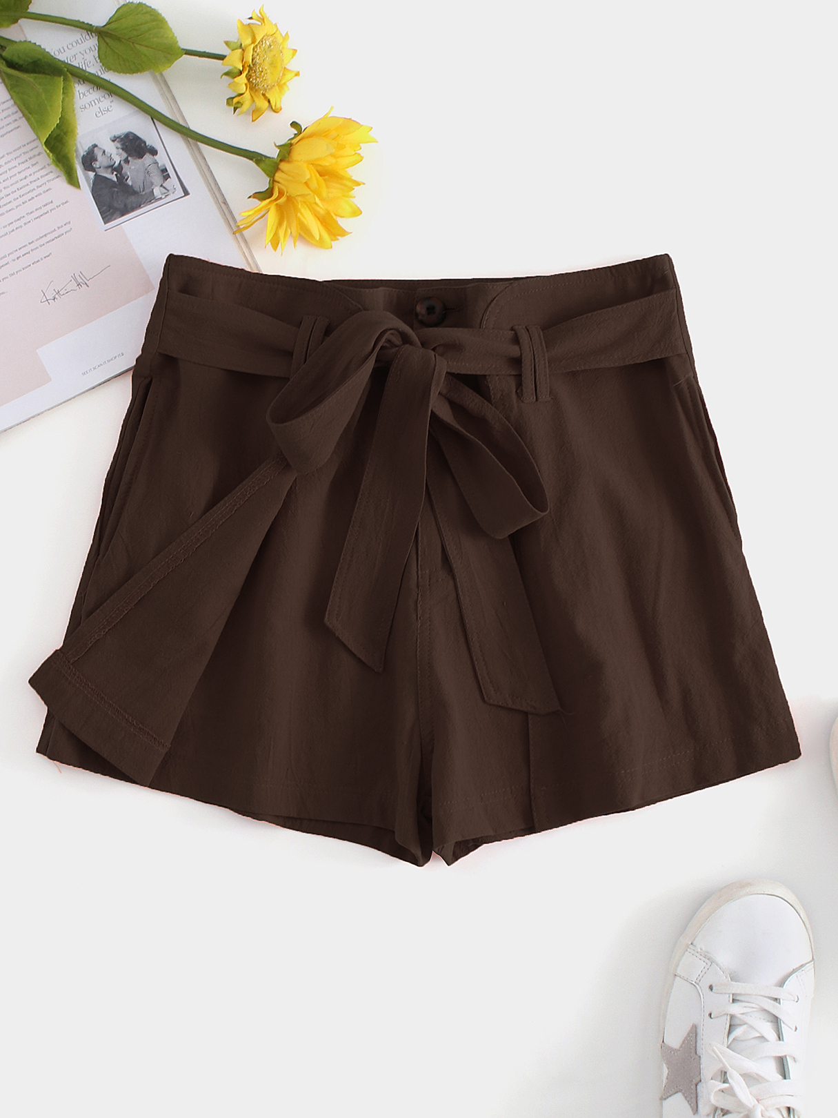 Brown Tie-up Design Regular fit Shorts