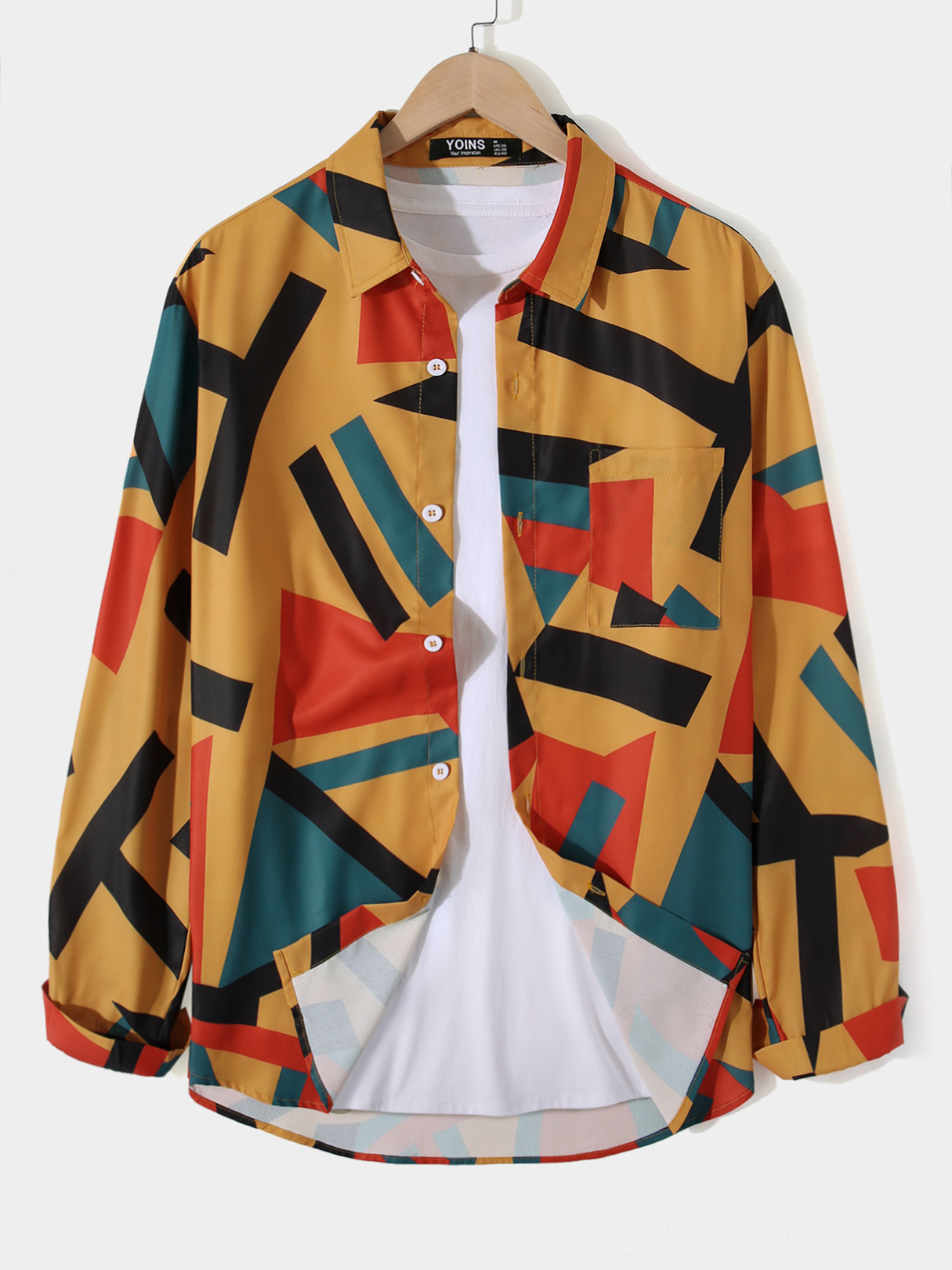 Men Color Block All Over Print Shirt