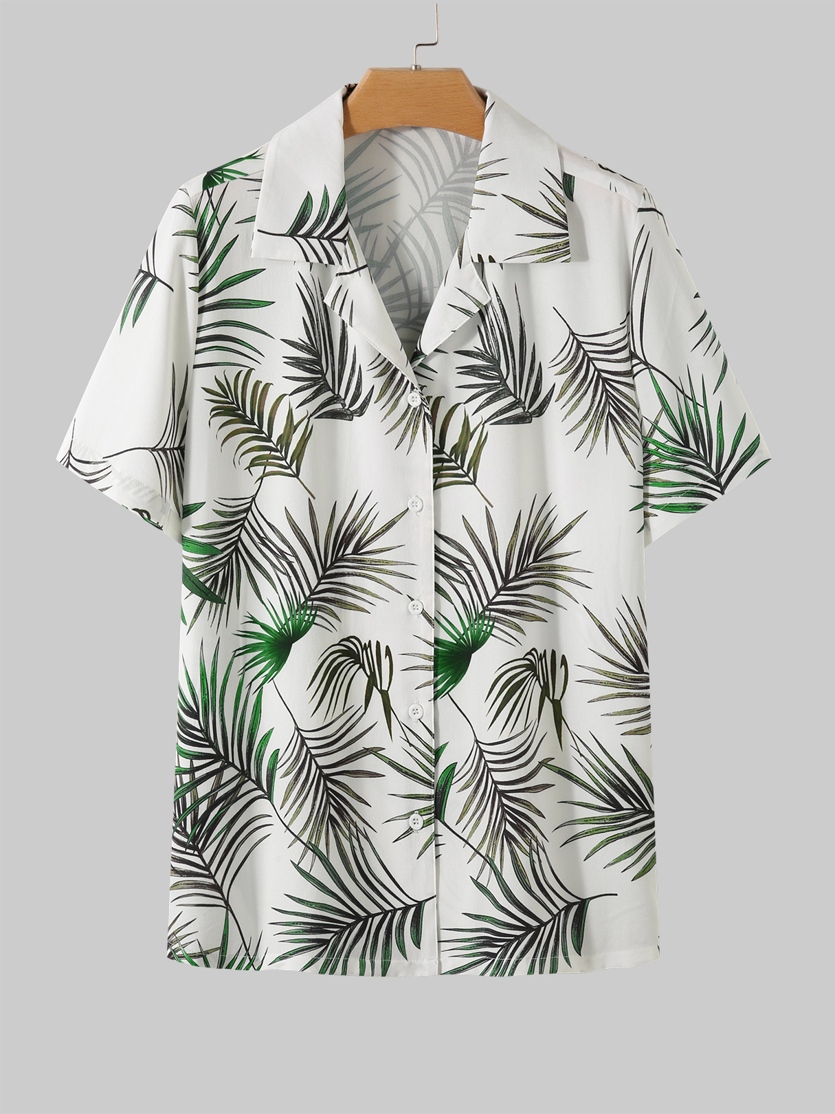 YOINS White Lapel Collar Tropical Short Sleeves Blouse