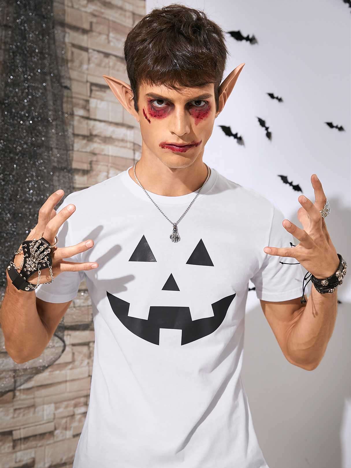 Men Halloween Cartoon Graphic Print Super Soft T-Shirt
