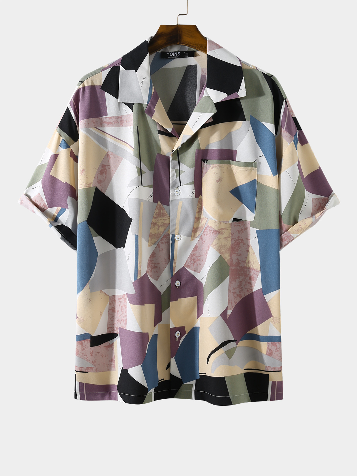 Men Multicolor Geometric Pocket Shirt