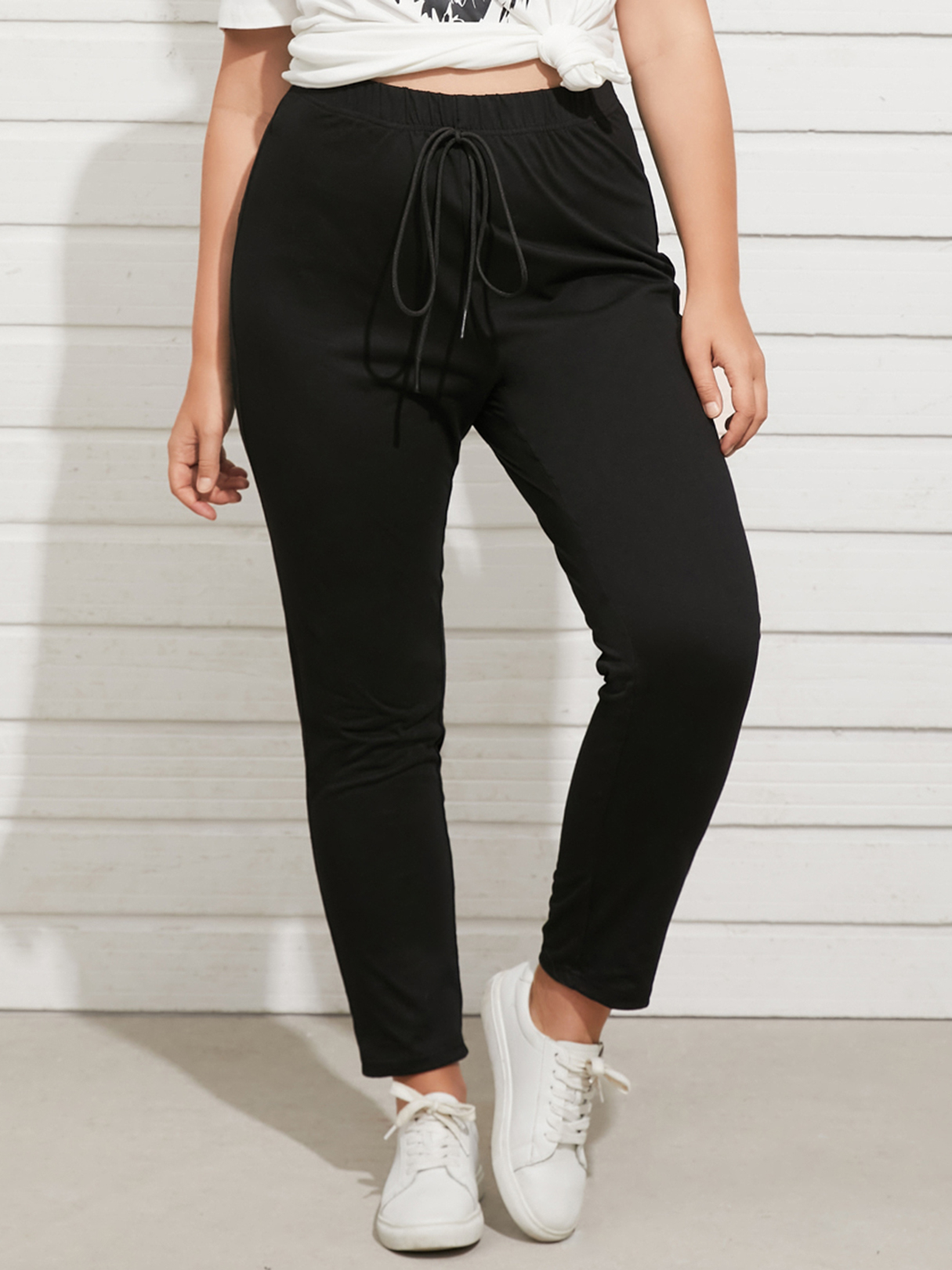 YOINS Plus Size Black Drawstring Pants