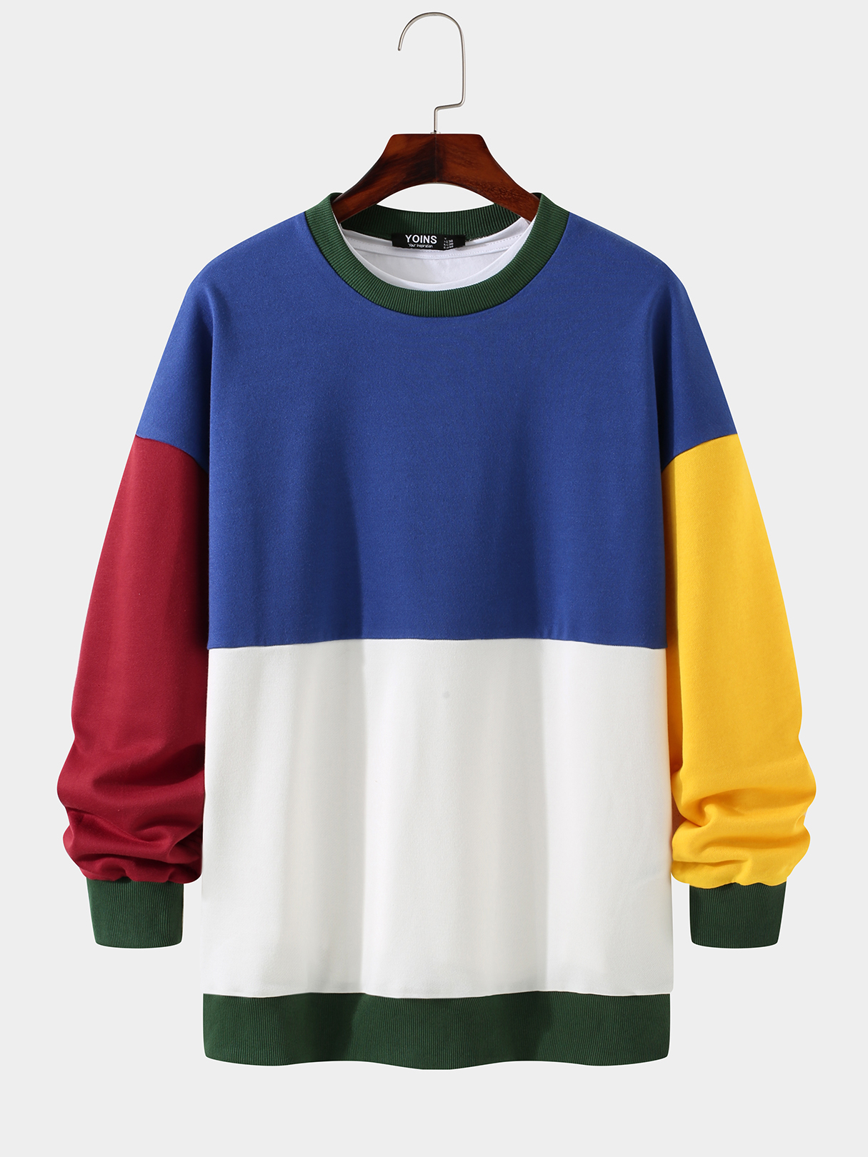 Men Multicolor Color Block Spliced Patchwork Sweatshirt