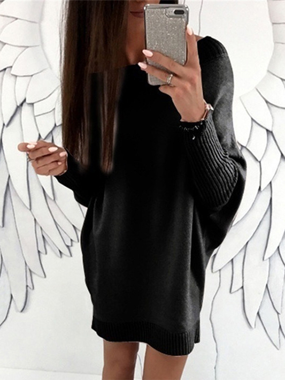 Off the shoulder Knit Long sleeves Dress