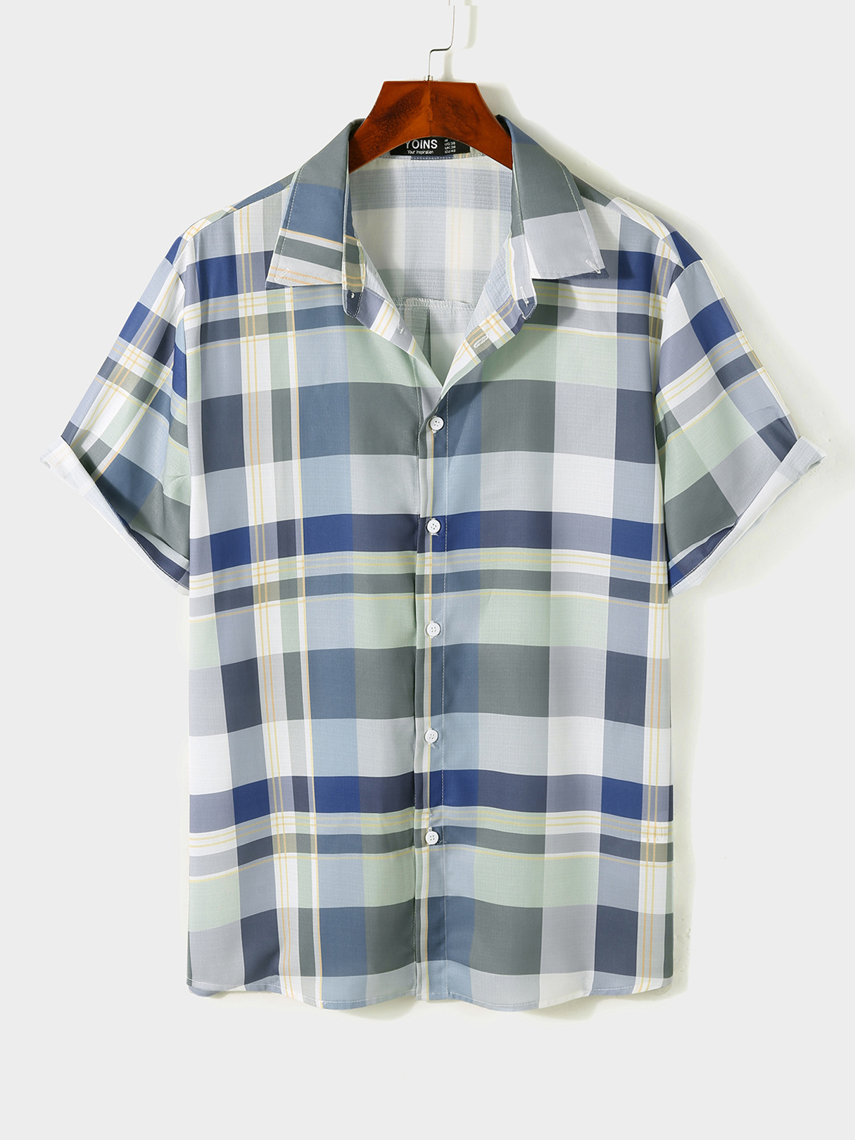 Men Casual Plaid Short Sleeves Summer Shirt