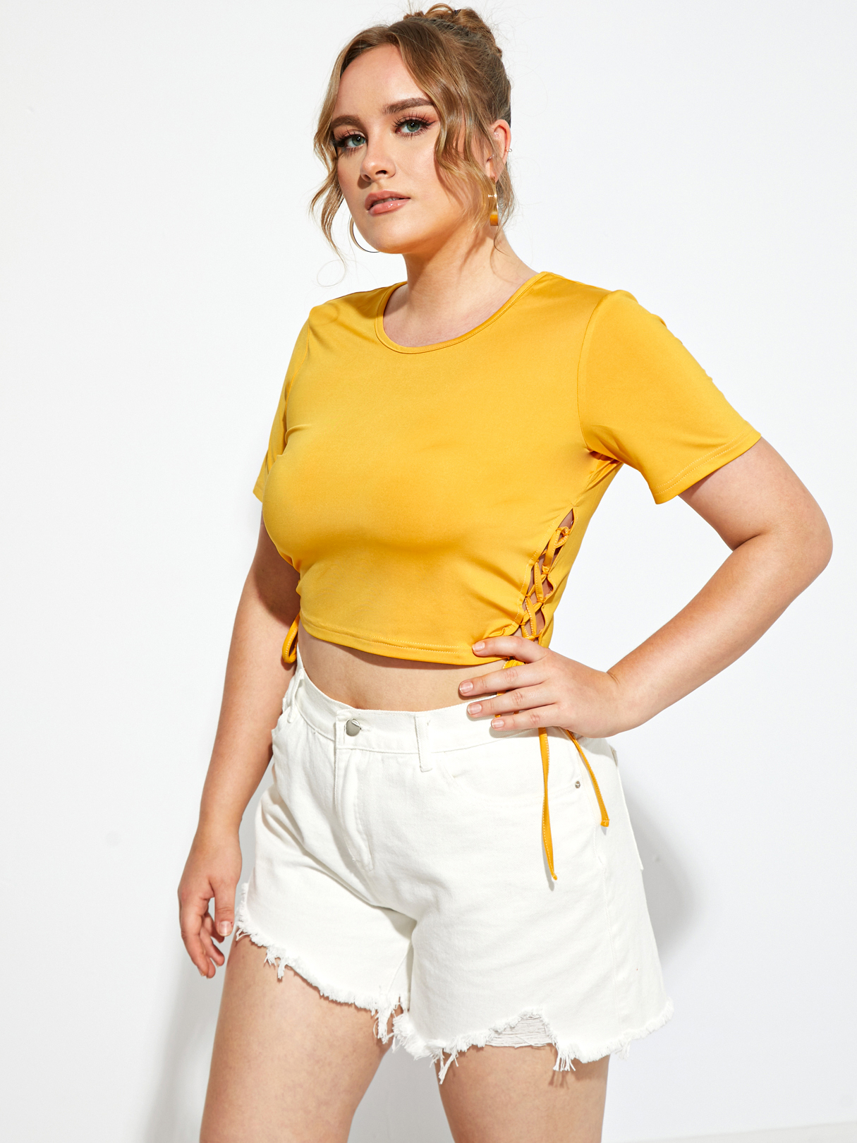 YOINS Plus Size Drawstring Short Sleeves Tee