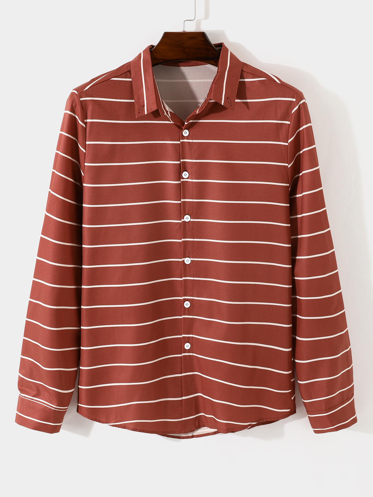 KOYYE Men Casual Print Striped Long Sleeve Shirt