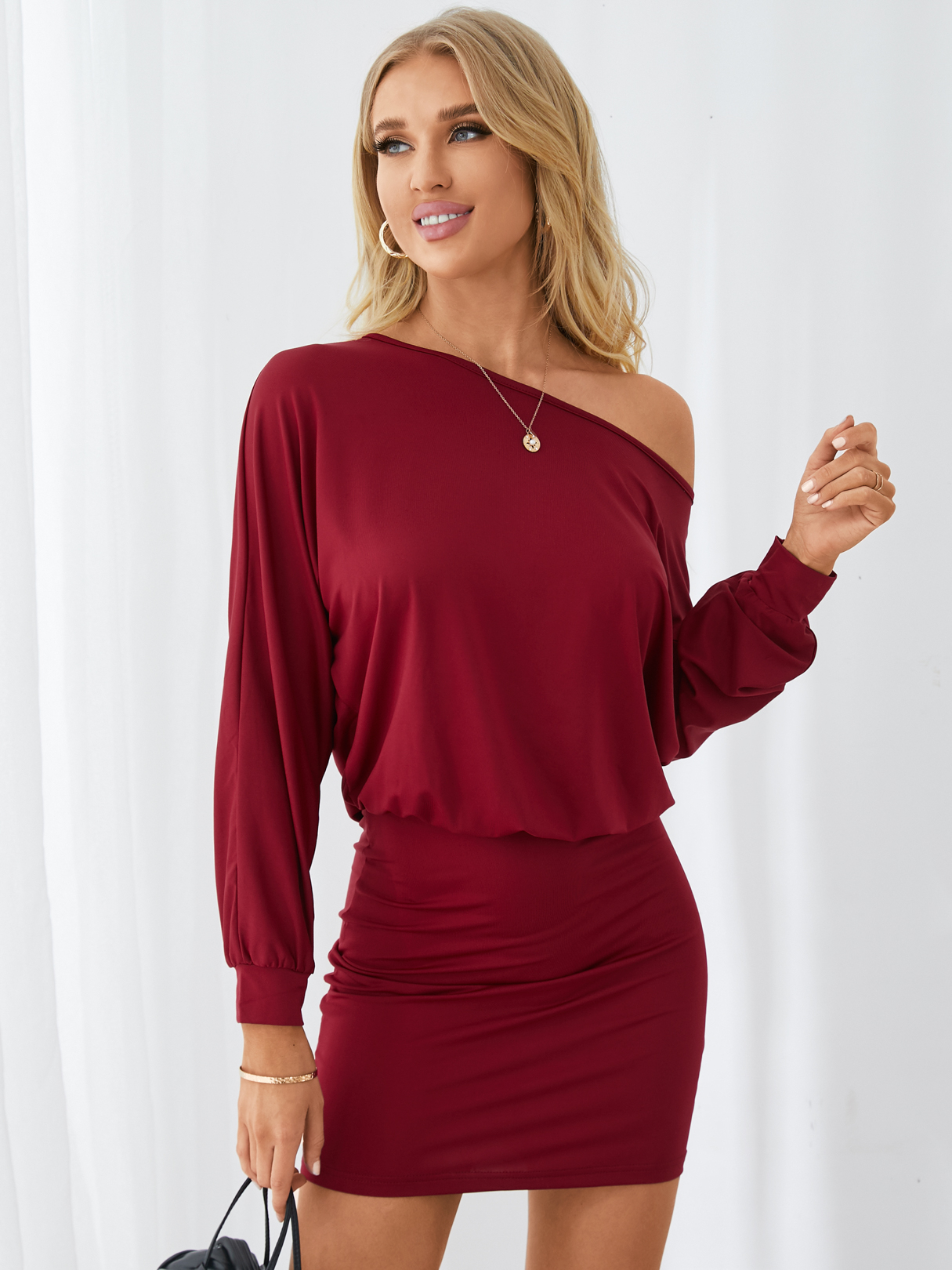 YOINS One Shoulder Dolman Sleeves Dress